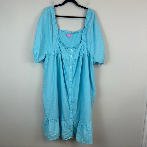 Stoney Clover Lane x Target | Blue Linen Blend Ruffle Dress Size 3X - Picture 2 of 9
